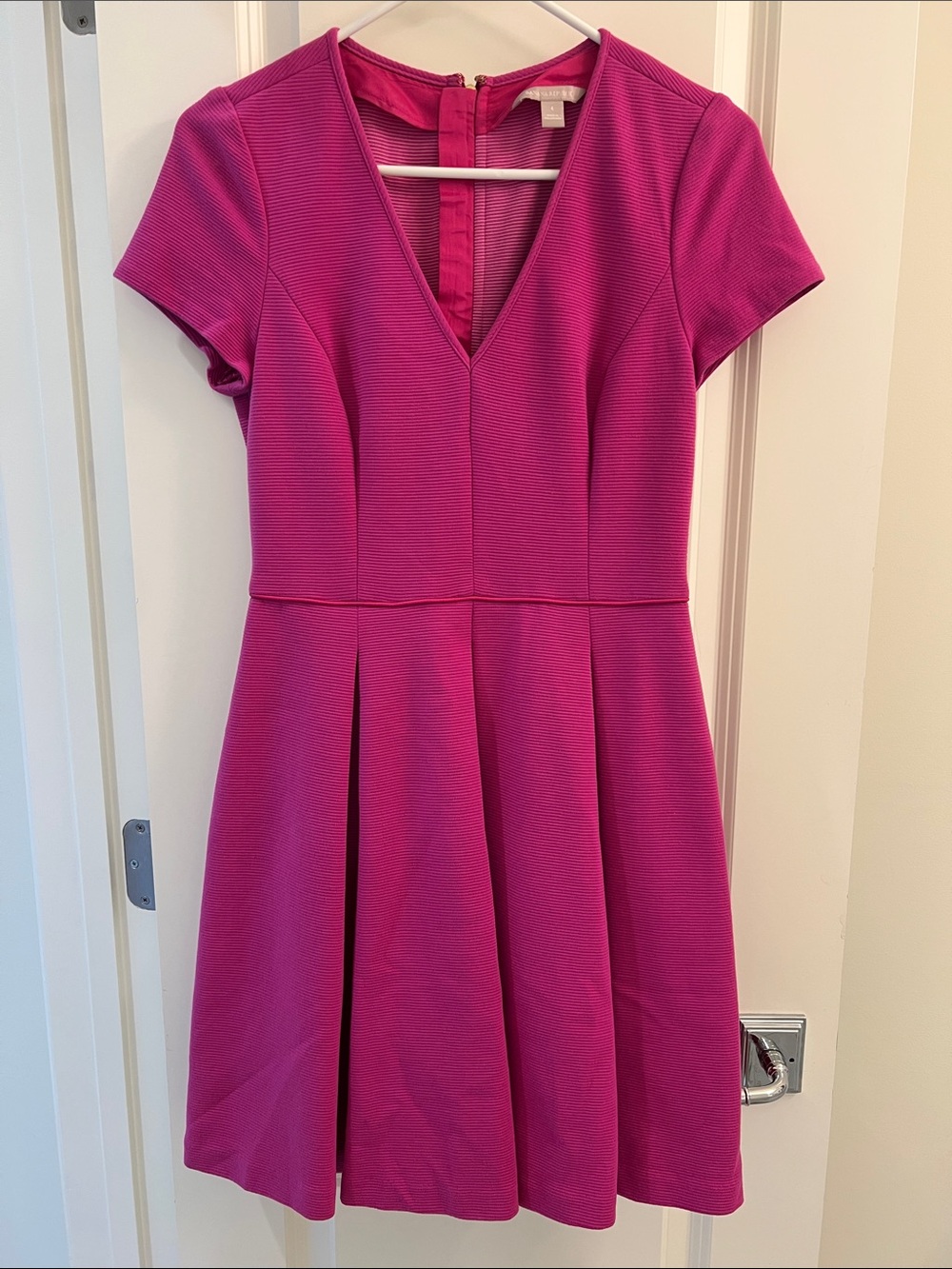 Banana Republic Fuchsia V-Neck Fit & Flare Mini Dress